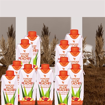 ALOE PEACHES™ 12-Stk. mini Aloe Vera drik med C-vitamin, og smag af solmodne ferskner